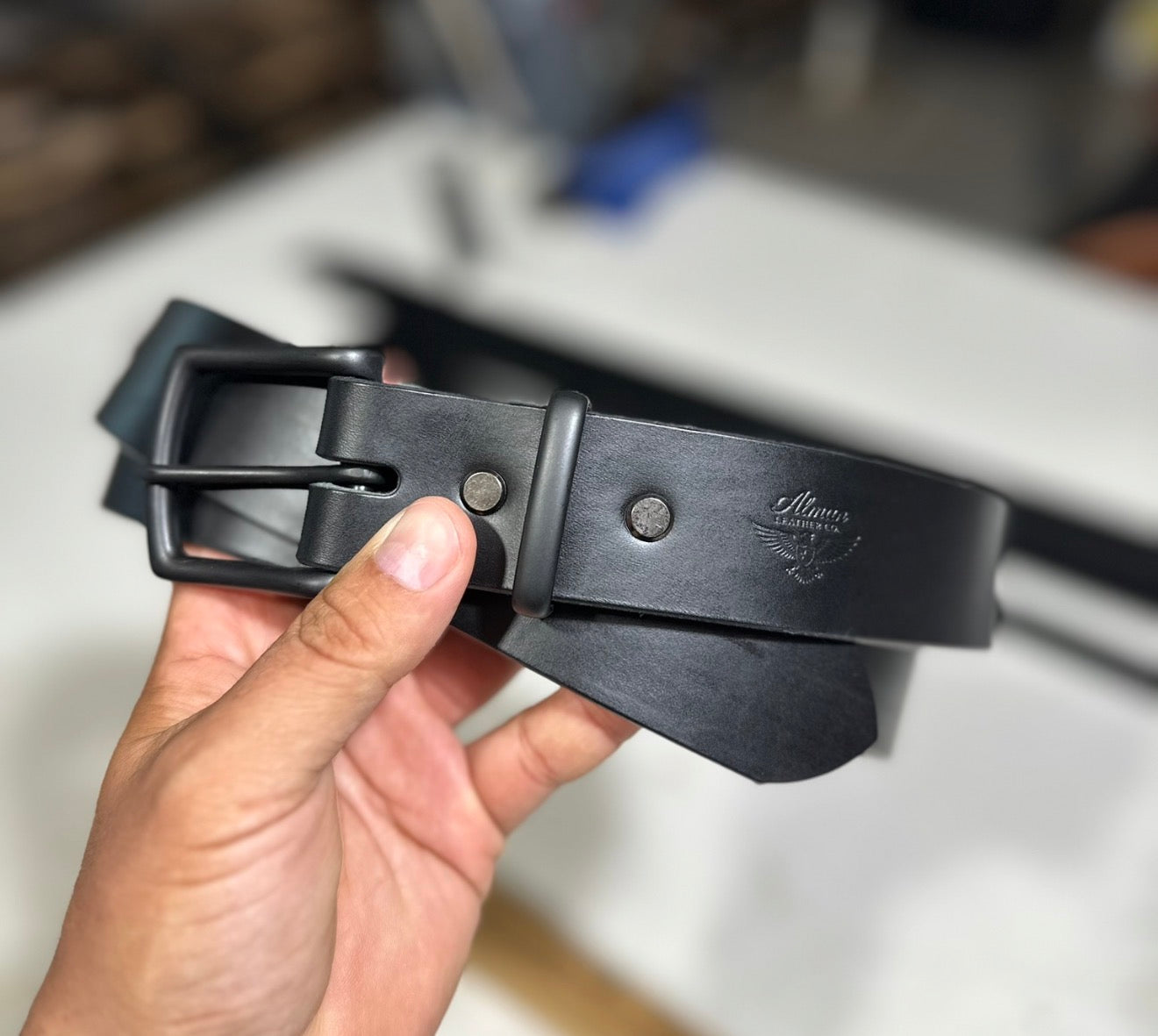 Classic Handcrafted Black Leather Belt