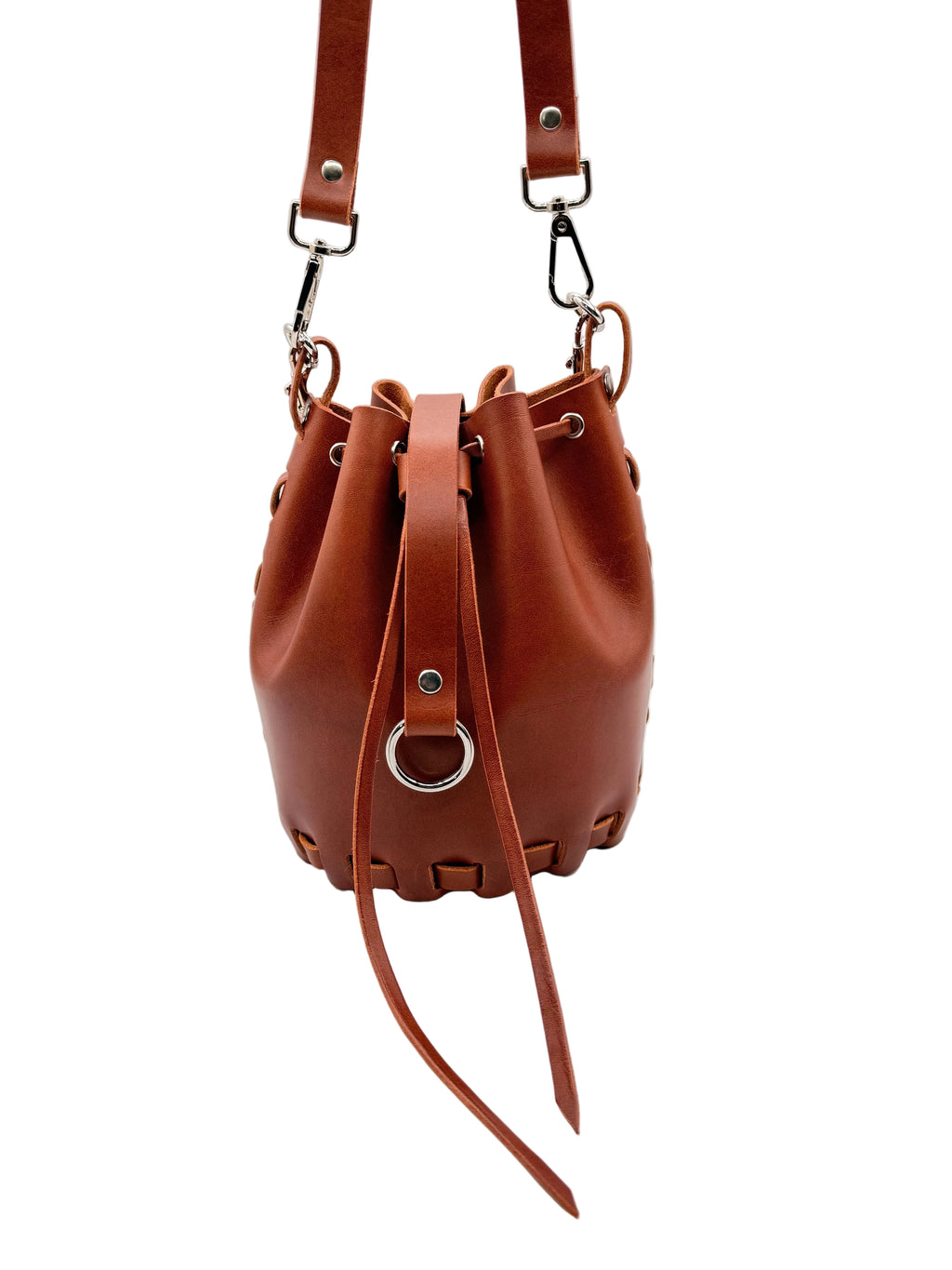 The Stitchless Italian Leather Bucket Bag.