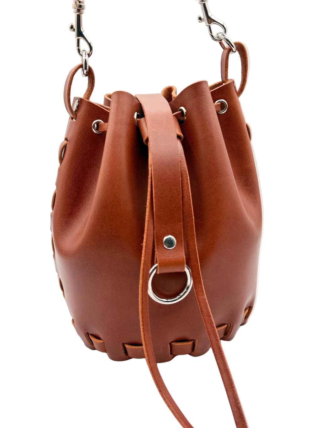 The Stitchless Italian Leather Bucket Bag.