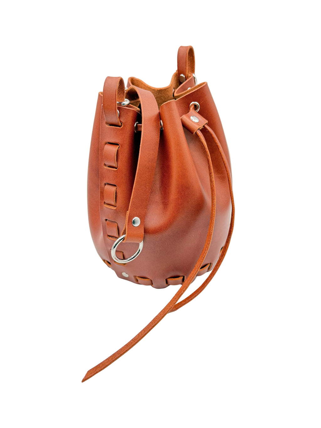 The Stitchless Italian Leather Bucket Bag.