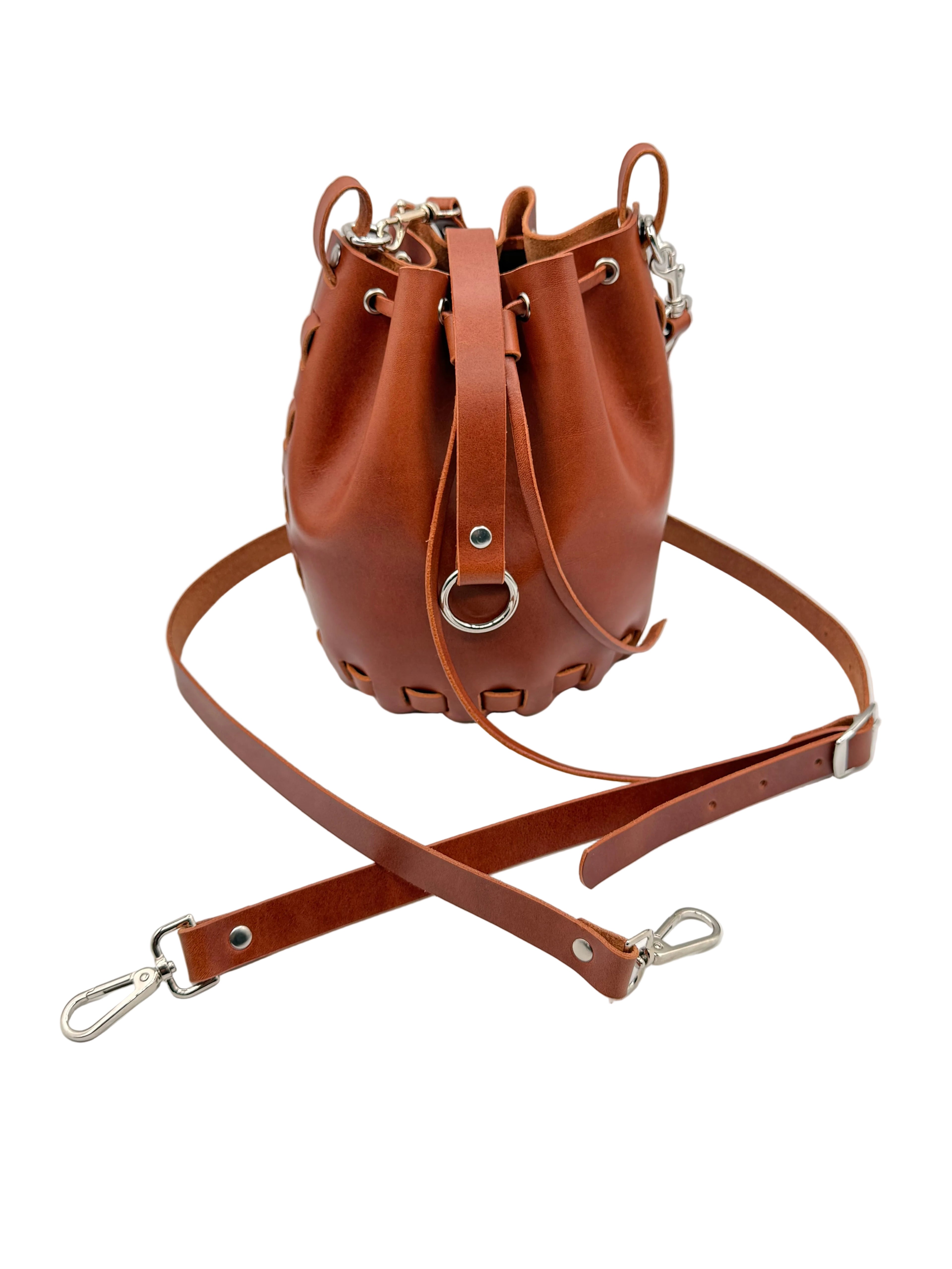 The Stitchless Italian Leather Bucket Bag.